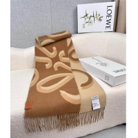 Grade Quality Loewe Maxi-Anagram Wool Cashmere Long Scarf 27x190cm LW102102 Brown 2024