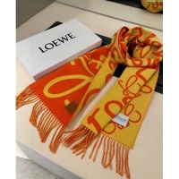 Luxury Cheap Loewe Anagram Wool Cashmere Long Scarf 30x180cm LW102103 Orange/Yellow 2024