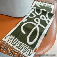 Good Quality Loewe Maxi Anagram Long Scarf 1128 Green 2024  