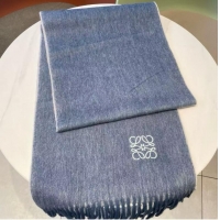 New Cheap Loewe Scarf In Wool And Cashmere 28x180cm L8922 Light Blue