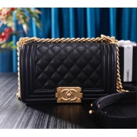 Super Quality Chanel Grained Calfskin Small Classic Le Boy Flap Bag A67085 Black/Gold