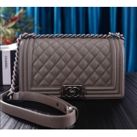 Cheapest Chanel Grained Calfskin Medium Classic Leboy Flap Bag A67086 Grey/Silver