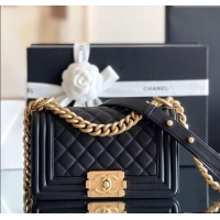 Big Discount Chanel Original Calfskin Leather Small Boy Flap Bag AS2630 Black/Gold Top Quality