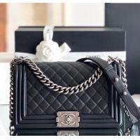 Luxurious Chanel Original Calfskin Leather Medium Boy Flap Bag AS2631 Black/Silver 2023 Top Quality