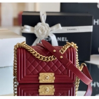 Discount Chanel Original Grained Calfskin Small Boy Flap Bag A02501 Burgundy 2023 Top Quality