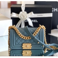 New Design Chanel Original Grained Calfskin Small Boy Flap Bag A02501 Haze Blue 2023 Top Quality