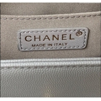 Famous Brand Chanel Small Boy Chanel Handbag with Handle in Grained Calfskin A94805 Grey