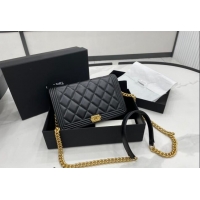 New Design Chanel Lambskin Boy Chanel Wallet On Chain Bag WOC A7062 Black/Gold 2024