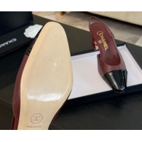 Purchase Chanel Printed Quilted Lambskin & Patent Calfskin Slingbacks Pumps 6.5cm Burgundy 1121075