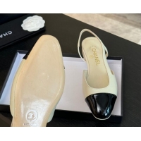 Best Product Chanel Printed Quilted Lambskin & Patent Calfskin Slingbacks Flat Beige 1121083