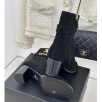 Best Price Chanel Suede Ankle Boots 8cm with CHANEL Strap Black 1121091