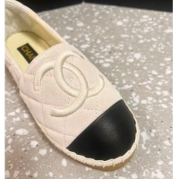 Pretty Style Chanel Quilted Suede Loafers Flat White 121103