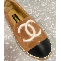 Sumptuous Chanel Quilted Suede Loafers Flat Brown 121104