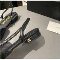 Luxury Chanel Quilted Slingback Flats G31319 Black 1121117