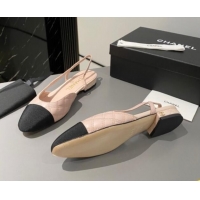 Good Product Chanel Quilted Lambskin Slingback Flats G31319 Light Pink 121128