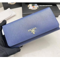 Top Design Prada Large Saffiano Leather Wallet 1MH132 Blue