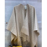 Discount Fendi Wool Cashmere FF Cape F0111 Beige 2024