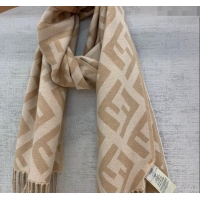 Big Discount Fendi Cashmere Long Scarf with Fringe 45x170cm F0111 Beige/Camel 2024