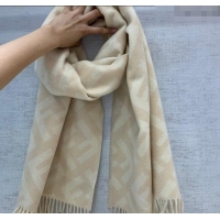 Famous Brand Fendi Cashmere Long Scarf with Fringe 45x170cm F0111 Beige/White 2024