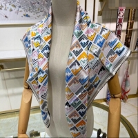 Good Product Fendi Silk Sqaure Scarf 90x90cm F0514 White 2024