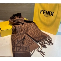 Promotional Fendi Wool Cashmere FF Long Scarf 30x180cm F1021 Dark Brown 2024