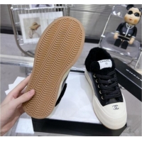 Trendy Design Chanel Calfskin & Fur High top Platform Sneakers 5cm Black 121174