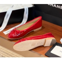 Stylish Chanel Patent Leather Classic Ballerinas CHB12 Red 120312