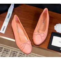 Classic Hot Chanel Grained Leather Classic Ballerinas CHB10 Pink 120310