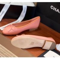 Classic Hot Chanel Grained Leather Classic Ballerinas CHB10 Pink 120310