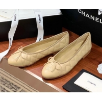 Most Popular Chanel Quilted Lambskin Classic Ballerinas Apricot 120307