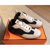 Best Product Hermes Technical Canvas and Suede Sneakers Dark Blue 1008071