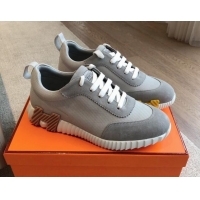 Discount Hermes Bouncing Sneakers in Technical Mesh and Suede Grey 1008078