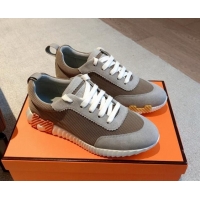 Luxury Discount Hermes Bouncing Sneakers in Technical Mesh and Suede Dark Grey 1008080