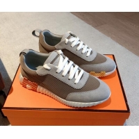 Durable Hermes Bouncing Sneakers in Technical Mesh and Suede Grey 1008085