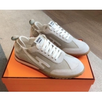 Popular Style Hermes Jet Sneakers in Suede Grey/White 1008088