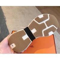 Pretty Style Hermes Just Sneakers in Technical Jersey and Suede Beige 1008092