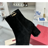 Pretty Style Valentino VLogo The Bold Edition Suede Ankle Boots 6cm Heel Black 1009006