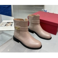 Trendy Design Valentino VLogo Locker Calfskin Leather Ankle Boots 3cm Heel Powder Pink 1009008