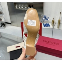 Top Design Valentino VLogo Locker Mary-Janes Slingback Pumps 6cm in Calfskin Leather White 1009028