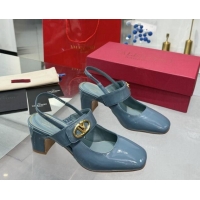 Durable Valentino VLogo Locker Mary-Janes Slingback Pumps 6cm in Patent Leather Blue 1009035