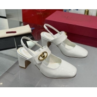 Popular Style Valentino VLogo Locker Mary-Janes Slingback Pumps 6cm in Patent Leather White 1009038