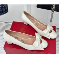 Grade Valentino Bowow Pumps 4cm in Kidskin Leather White 1116020