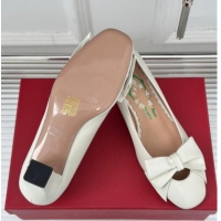 Grade Valentino Bowow Pumps 4cm in Kidskin Leather White 1116020