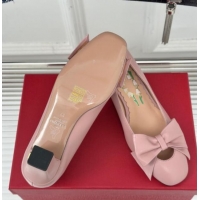 Stylish Valentino Bowow Pumps 4cm in Kidskin Leather Light Pink 116022