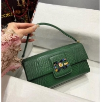 Buy Discount Dolce&Gabbana DG Girl Handbag in Lizard Embossed Calfskin 6396 Green 2023