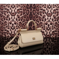 Low Cost Dolce&Gabbana Calfskin Mini Sicily handbag BB6111 Beige 2023