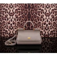 Buy Discount Dolce&Gabbana Calfskin Mini Sicily handbag BB6111 Grey 2023