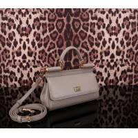 Buy Discount Dolce&Gabbana Calfskin Mini Sicily handbag BB6111 Grey 2023