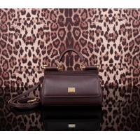 Top Grade Dolce&Gabbana Calfskin Mini Sicily handbag BB6111 Brown 2023