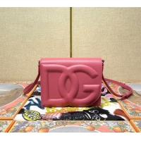 Pretty Style Dolce&Gabbana DG Calfskin Crossbody Bag with Logo D6611 Pink 2022